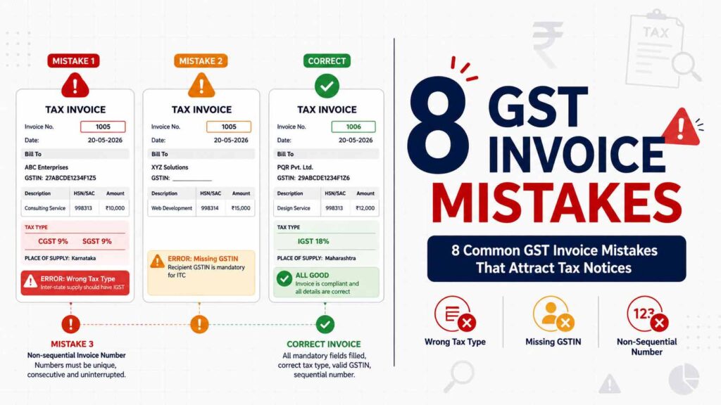 Eight common GST invoice mistakes that attract tax 
notices in India